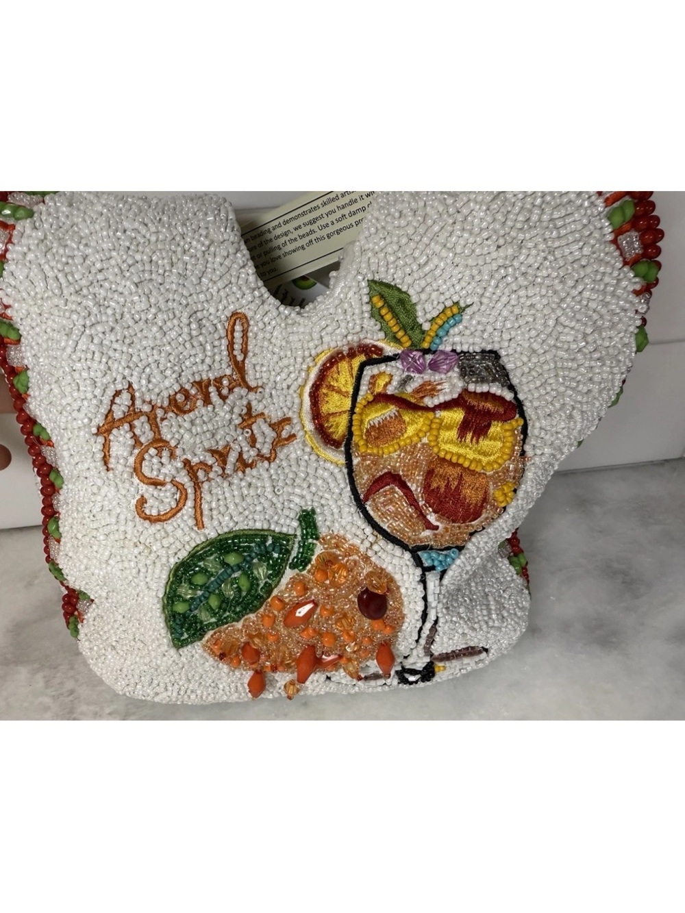 Aperol Spritz Cocktail Beaded Bag Viral TikTok New Release Handcrafted in India - Picture 3 of 5